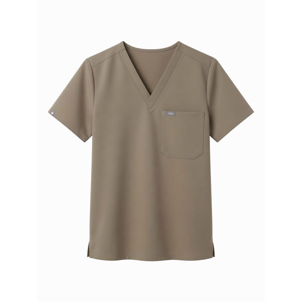 FIGS Technical Collection Catarina Scrub Top Sz XS Tan 1 Pocket Stretch Medical